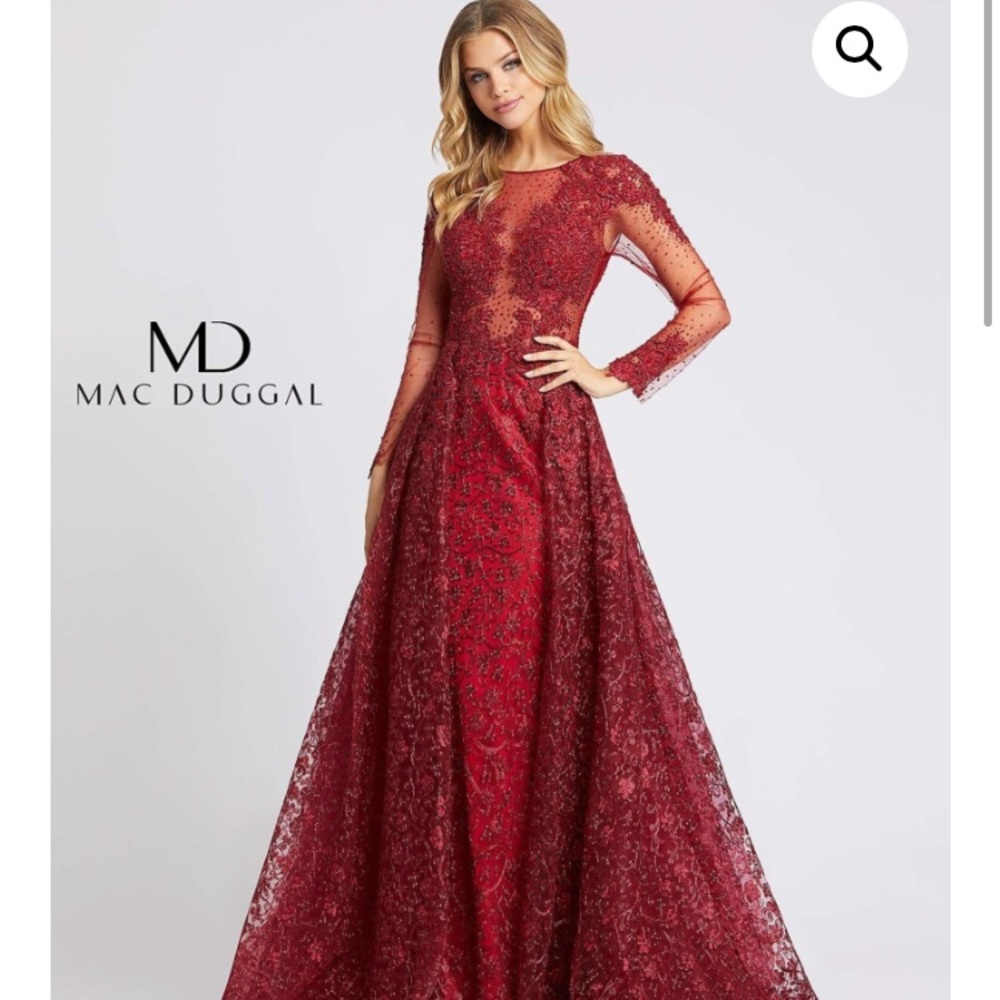 Mac Duggal illusion gown with lace overlay- 20100D